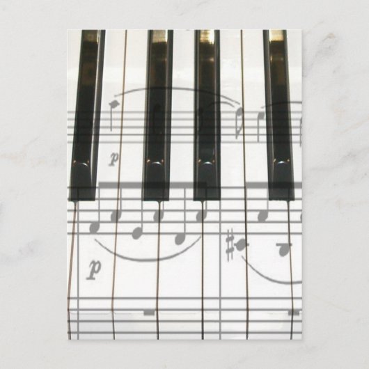 Carte Postale Clavier de piano et notes musicales (Devant)