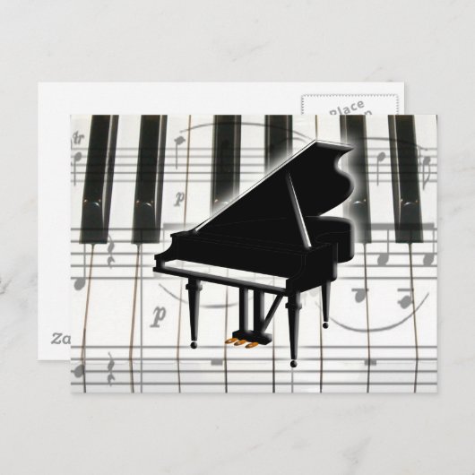 Carte Postale Clavier et notes du grand piano (Devant / Derrière)