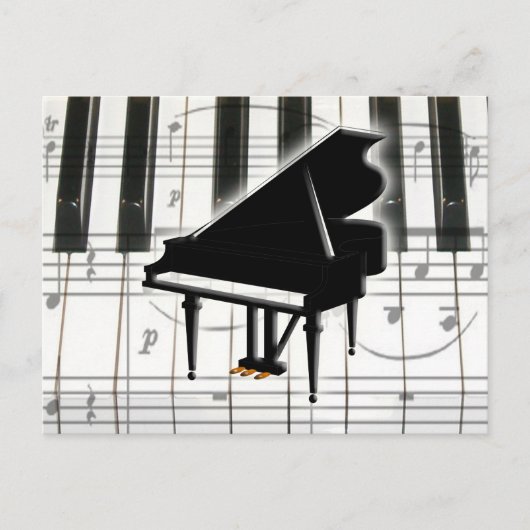 Carte Postale Clavier et notes du grand piano (Devant)