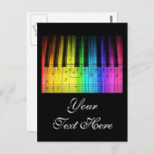 Carte Postale Clavier et notes Rainbow Piano (Devant / Derrière)