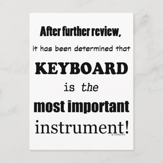 Carte Postale Clavier Instrument le plus important (Devant)