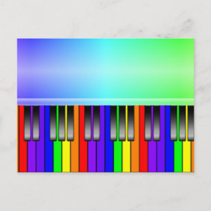 Carte Postale Clavier pour piano arc-en-ciel
