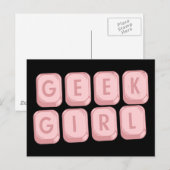 Carte Postale Clavier rose geek (Devant / Derrière)