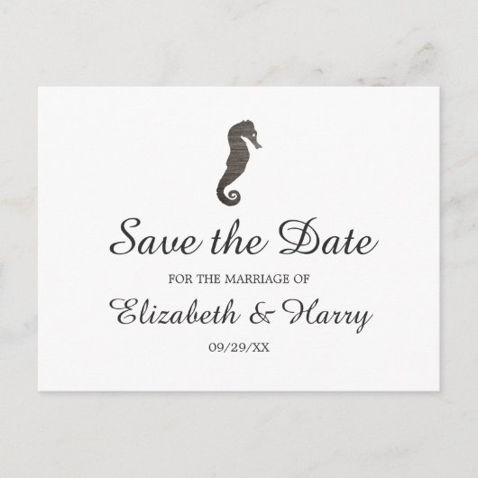 Carte Postale Clay Seahorse Beach Mariage Enregistrer La Date (Devant)