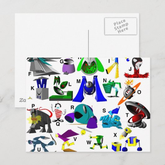 Carte Postale Clé de code - Robots (Devant / Derrière)