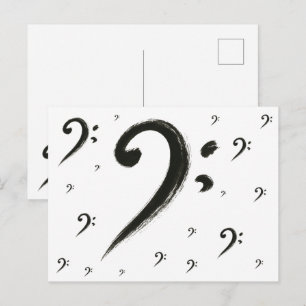 Carte Postale Clé de Fa Minimaliste – Symbole de Musique au Pinc