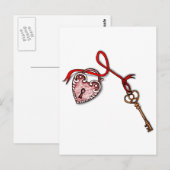 Carte Postale Clé de mon coeur ~ Rouge (Devant / Derrière)