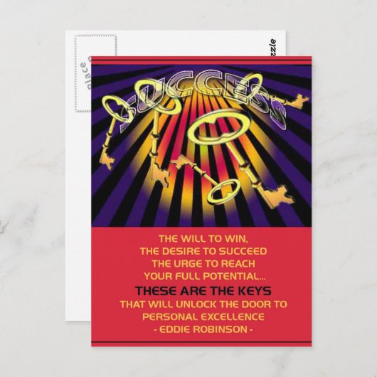 Carte Postale clé de succès (Devant / Derrière)