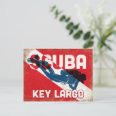 Carte Postale Clé Largo Scuba Diver - Blue Retro (Debout devant)