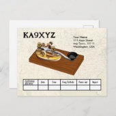 Carte Postale Clé télégraphique en laiton à l'ancienne Code Mors (Devant / Derrière)