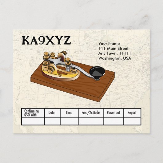 Carte Postale Clé télégraphique en laiton à l'ancienne Code Mors (Devant)