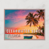 Carte Postale Clearwater Beach Florida Tropical Palm Tree 1950 (Devant)