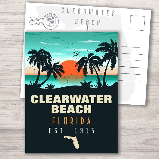 Carte Postale Clearwater Beach Floride Rétro Sunset Souvenirs