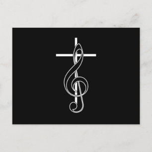 Carte Postale Clef Cross Church Choir Chorus Choral Music Cadeau