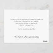 Carte Postale Clematis 3a Merci de la Sympathie du Mémorial (Dos)