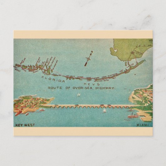 Carte Postale Clés de Floride vintage - Miami (Devant)