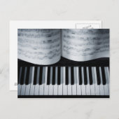 Carte Postale Clés de piano et cahier de musique (Devant / Derrière)