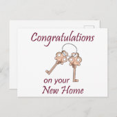 Carte Postale Clés pour une nouvelle maison (Devant / Derrière)