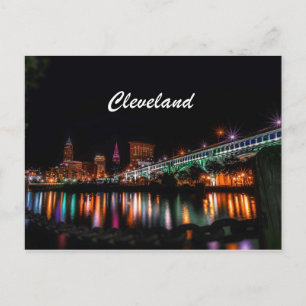 Carte Postale Cleveland City River Bank nuit