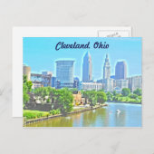 Carte postale Cleveland, OH River View (Effet Pein (Devant / Derrière)