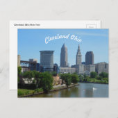 Carte Postale Cleveland, Ohio River Skyline Postcard (Curve) (Devant / Derrière)