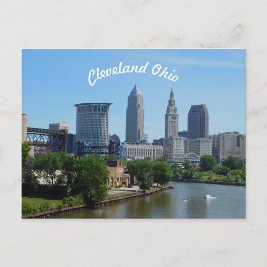 Carte Postale Cleveland, Ohio River Skyline Postcard (Curve) (Devant)