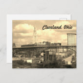 Carte postale Cleveland Ohio Sepia Skyline (Devant / Derrière)
