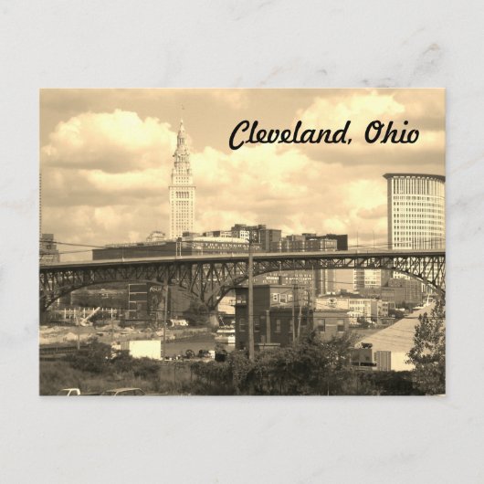 Carte postale Cleveland Ohio Sepia Skyline (Devant)