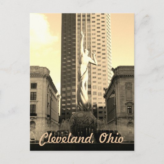 Carte postale Cleveland Ohio Sepia Statue (Devant)