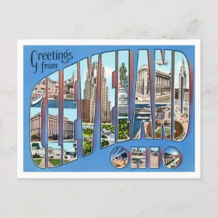 Carte postale Cleveland, Ohio Vintage Big Letters