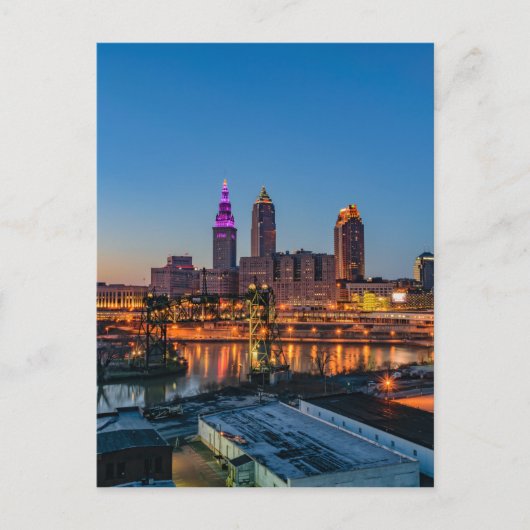 Carte Postale Cleveland Skyline au coucher du soleil (Devant)