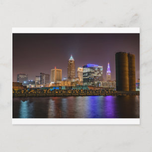 Carte Postale Cleveland Skyline pour la nuit