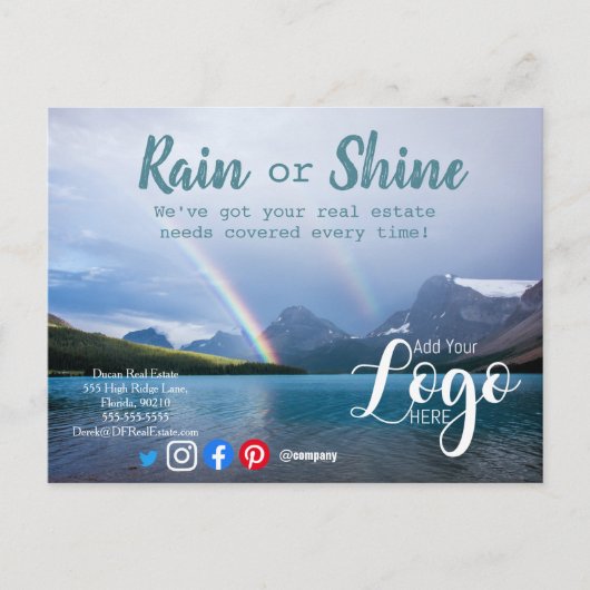 Carte Postale Clientèle pluie référencement immobilier marketing (Devant)
