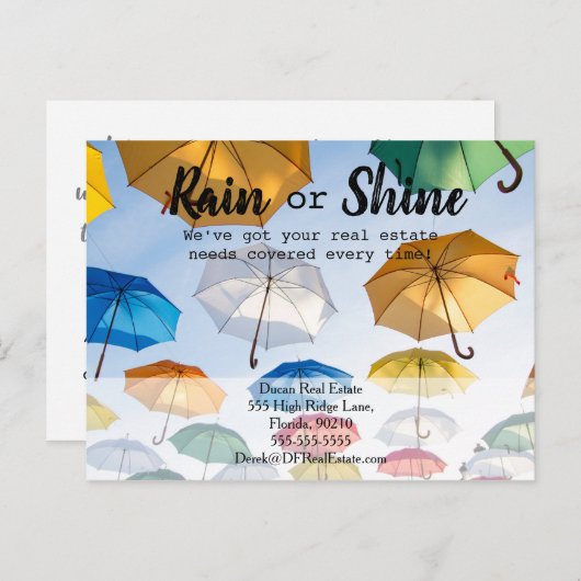 Carte Postale Clientèle pluie référencement immobilier vente (Devant / Derrière)