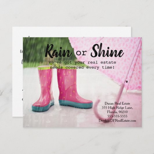 Carte Postale Clientèle pluie référencement immobilier vente (Devant / Derrière)