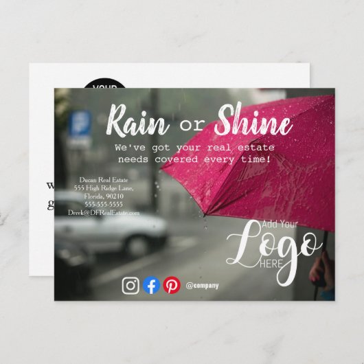 Carte Postale Clients de pluie référencement marketing immobilie (Devant / Derrière)