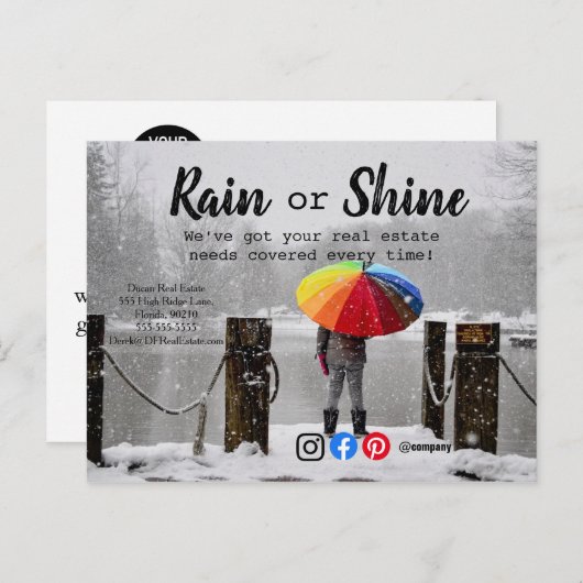 Carte Postale Clients de pluie référencement marketing immobilie (Devant / Derrière)