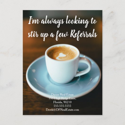 Carte Postale clients latte référencer vente immobilier (Devant)