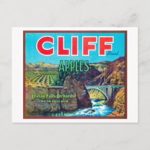 Carte Postale Cliff Apple Étiquette - Chelan Falls, WA