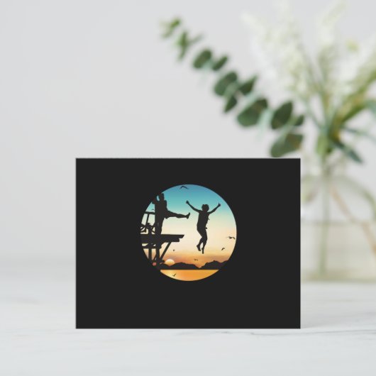 Carte Postale Cliff Jumping Sunset Cliff Jump Cliff Divin Cadeau (Debout devant)