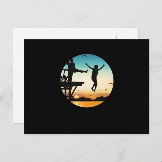 Carte Postale Cliff Jumping Sunset Cliff Jump Cliff Divin Cadeau (Devant / Derrière)