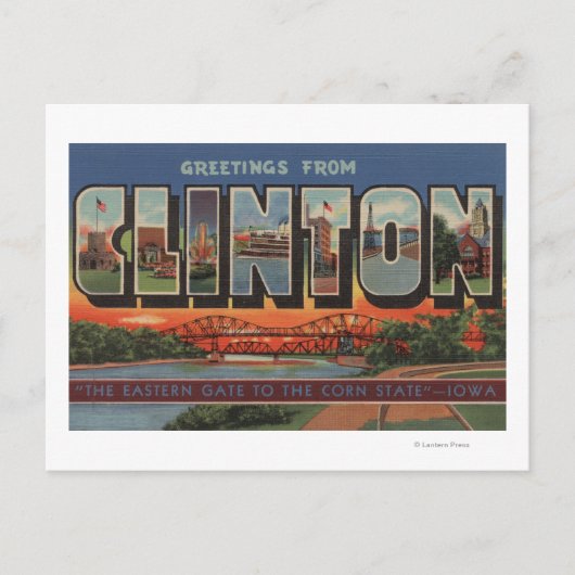 Carte Postale Clinton, IowaGrandes lettres ScènesClinton, IA (Devant)