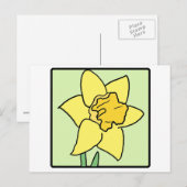 Carte Postale Clip de dessin Daffodique Jardin de printemps Fleu (Devant / Derrière)
