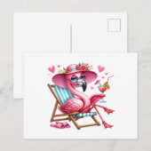 Carte Postale Clipart de Flamant rose mignonne (Devant / Derrière)