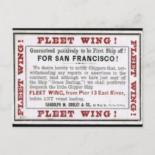 Carte Postale Clipper Fleet Wing en voile