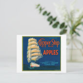 Carte Postale Clipper Ship Apple Étiquette (vert) - Cashmere, WA (Debout devant)