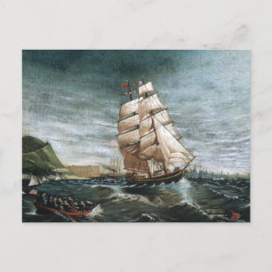 Carte Postale Clipper Ship in New York Harbour 1890