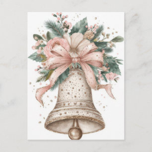 Carte Postale Cloche de Noël pastel festive et élégante