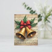 Carte Postale Cloche de Noël sur partition, (Debout devant)