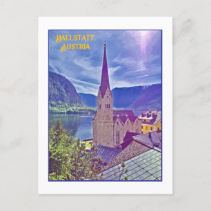 CARTE POSTALE CLOCHER D'ÉGLISE ICONIQUE, HALLSTATT, AUTRICHE